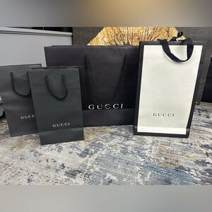 Gucci Black and White Shopping Bags